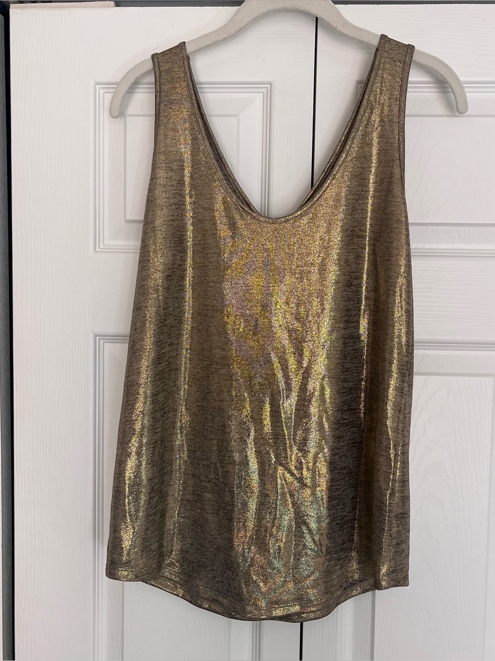 White House Black Market Metallic Jersey Dual Tank Size Small NWT